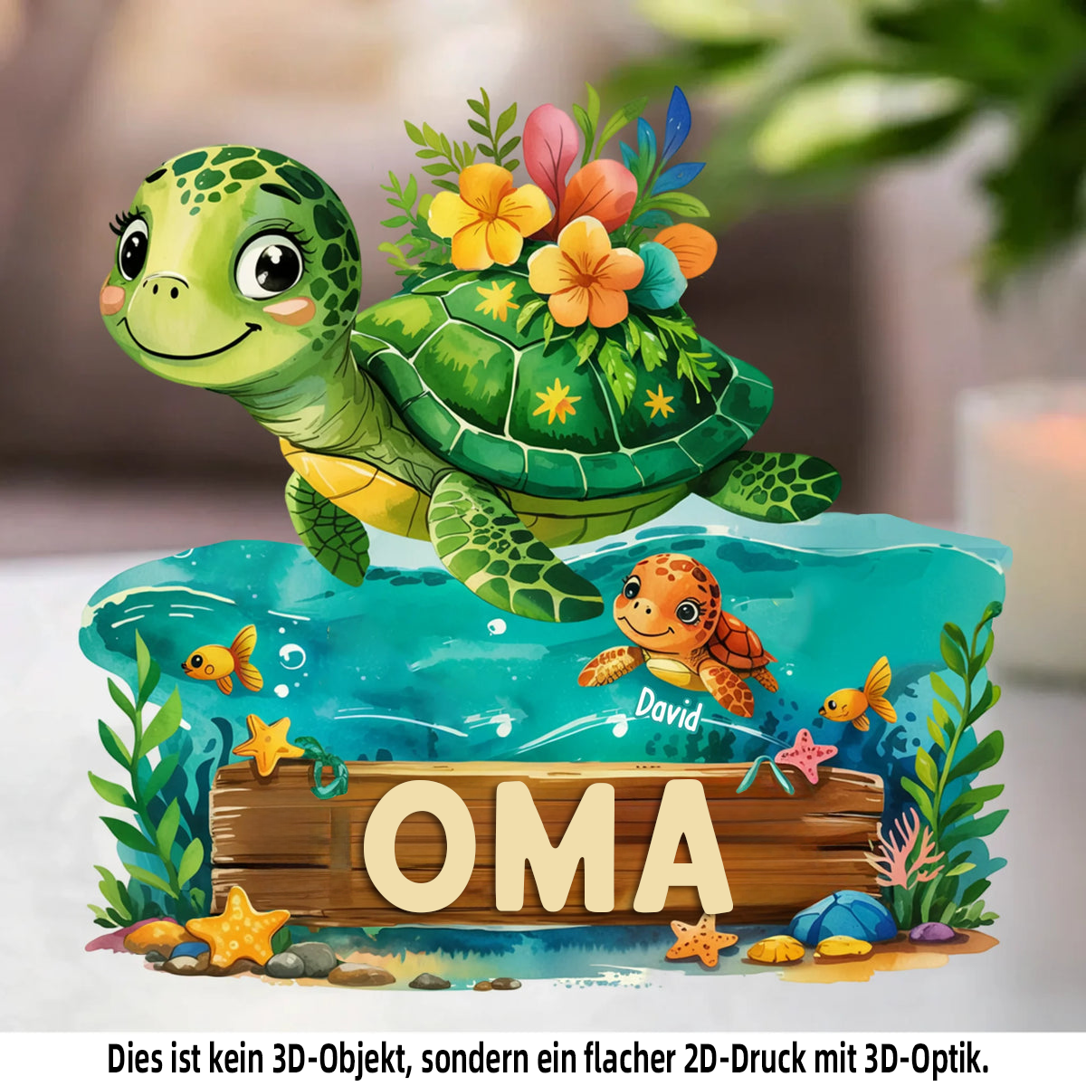 Personalisierte Acryltafel mit Schildkröten Geschenk für Oma