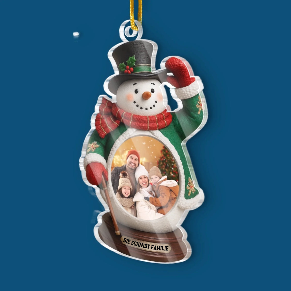 Personalisierter Christbaumschmuck mit Foto-Acryl-Foto-Ornament mit Schneemann