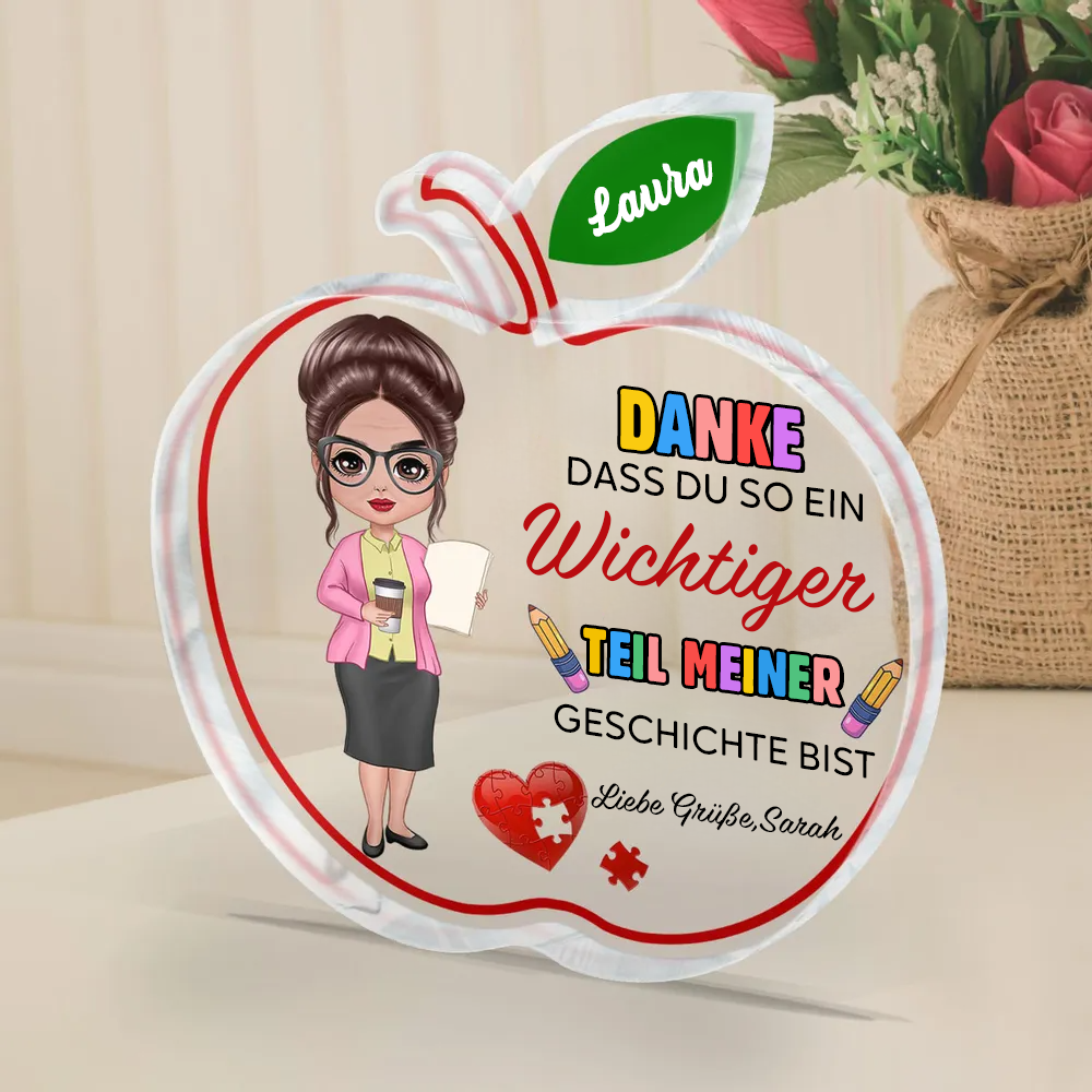 Acryltafel mit Apfelmotiv Geschenk für Lehrerin
