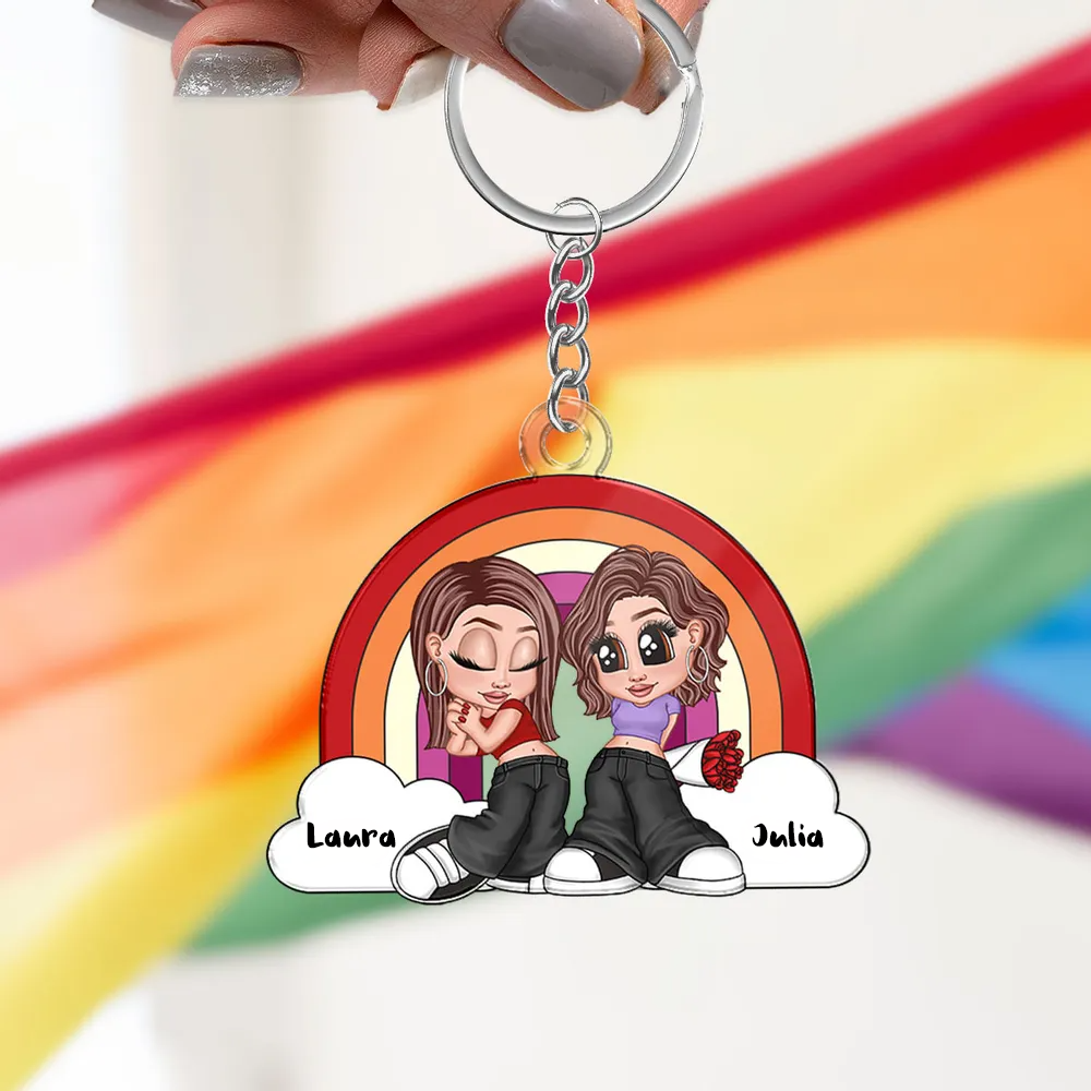 Regenbogen-Paar Personalisiertes Acryl-Schlüsselanhänger für Liebespaar LGBT