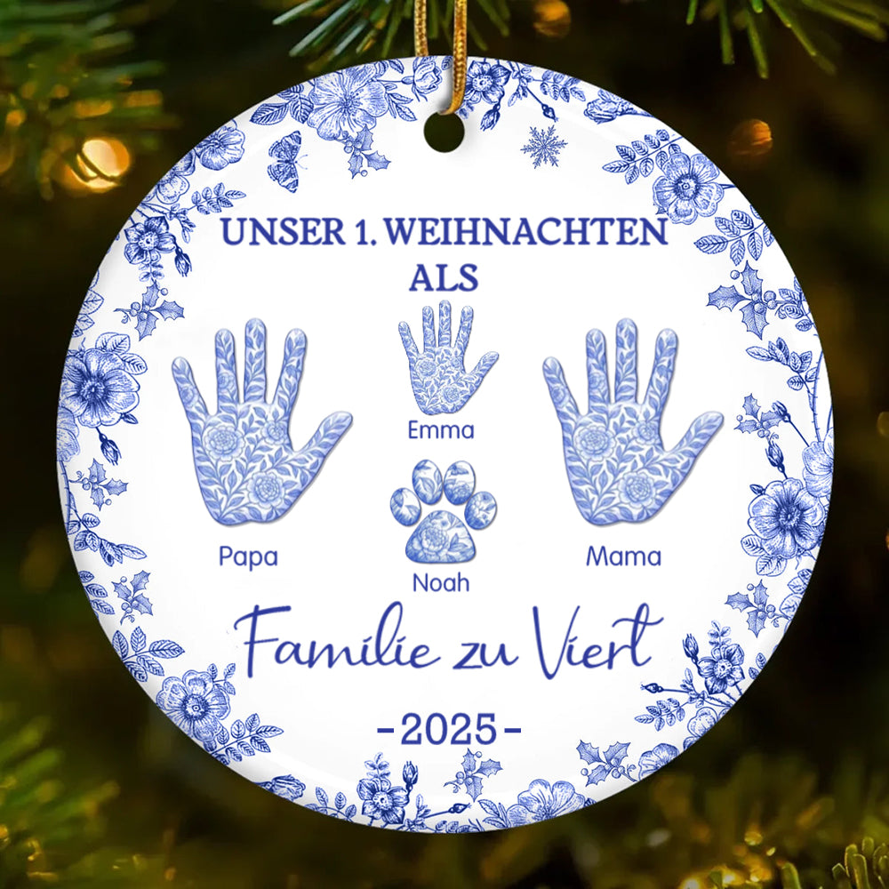 Unser 1. Weihnachten als Familie zu...Handabdruck-Ornament Christbaumschmuck mit Namen