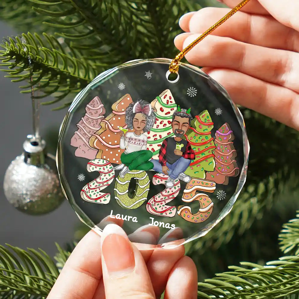 2025 Familie Kuchen & Keksbäume Personalisierter Glasornament Christbaumschmuck mit Eltern, Kinder und Haustiere