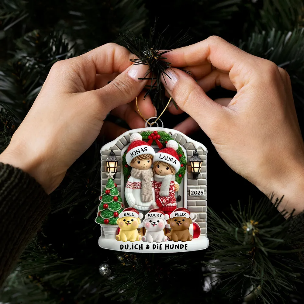 Personalisiertes Weihnachtsornament für Paar mit optionalem Haustier Hund Katze