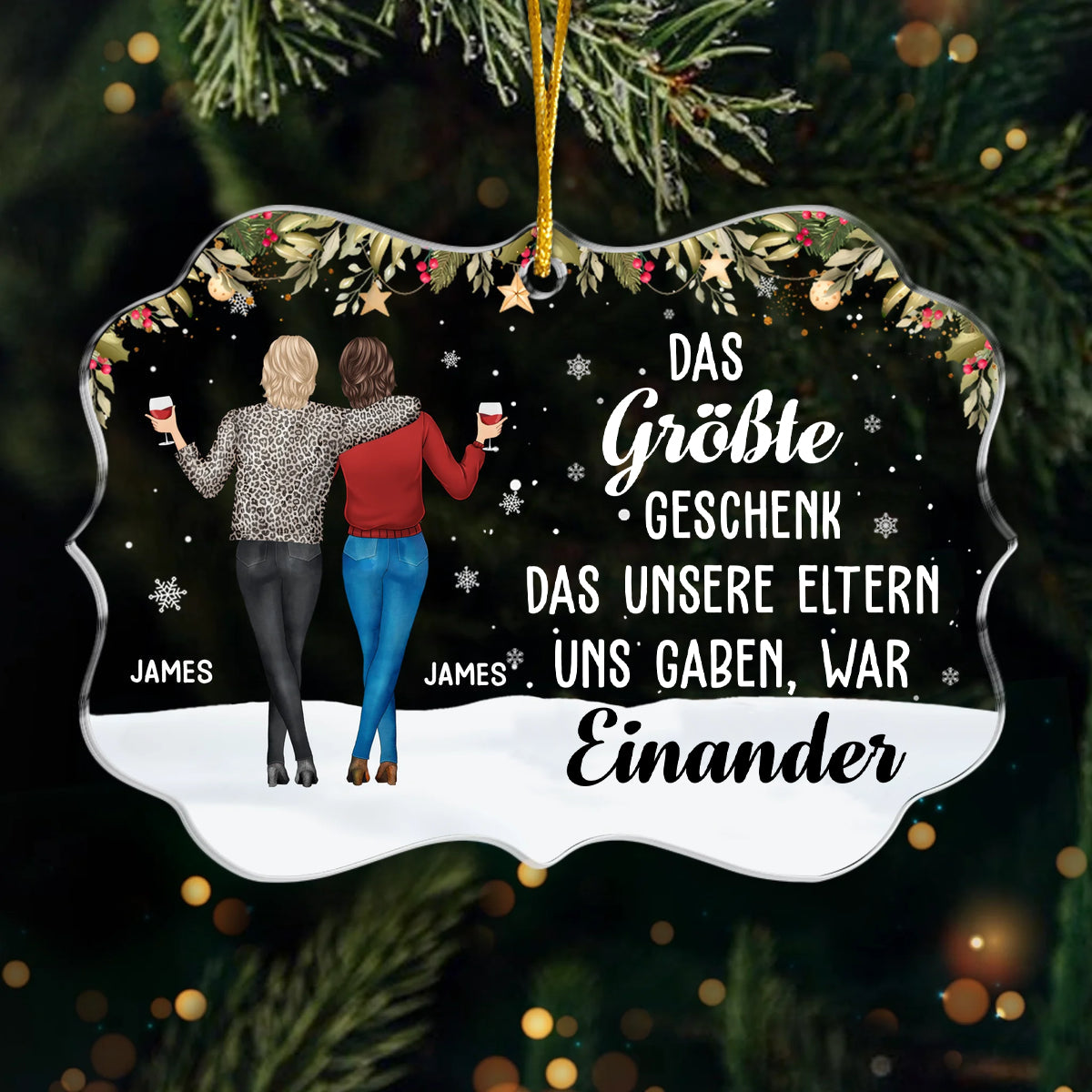 Personalisierter Acrylanhänger Christbaumschmuck für Bruder und Schwester
