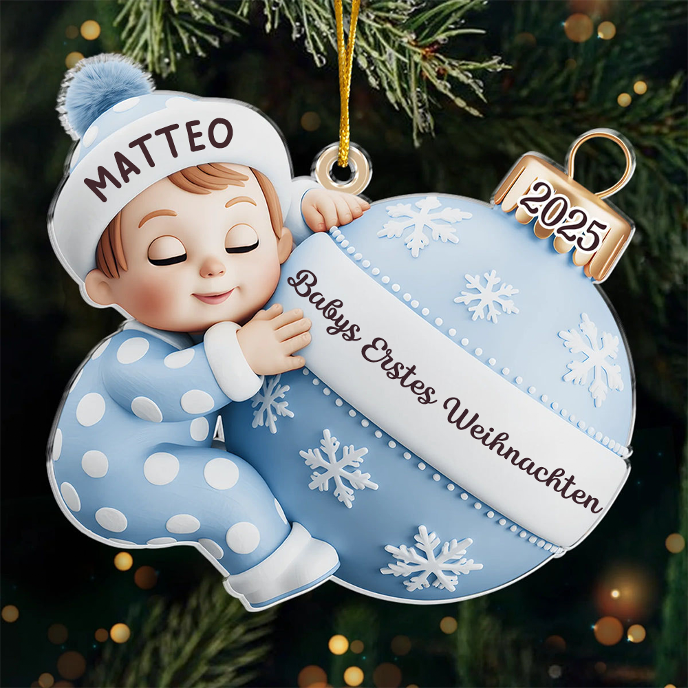 "Babys Erstes Weihnachten" Acryl-Anhänger mit Name Personalisierter Weihnachtschmuck