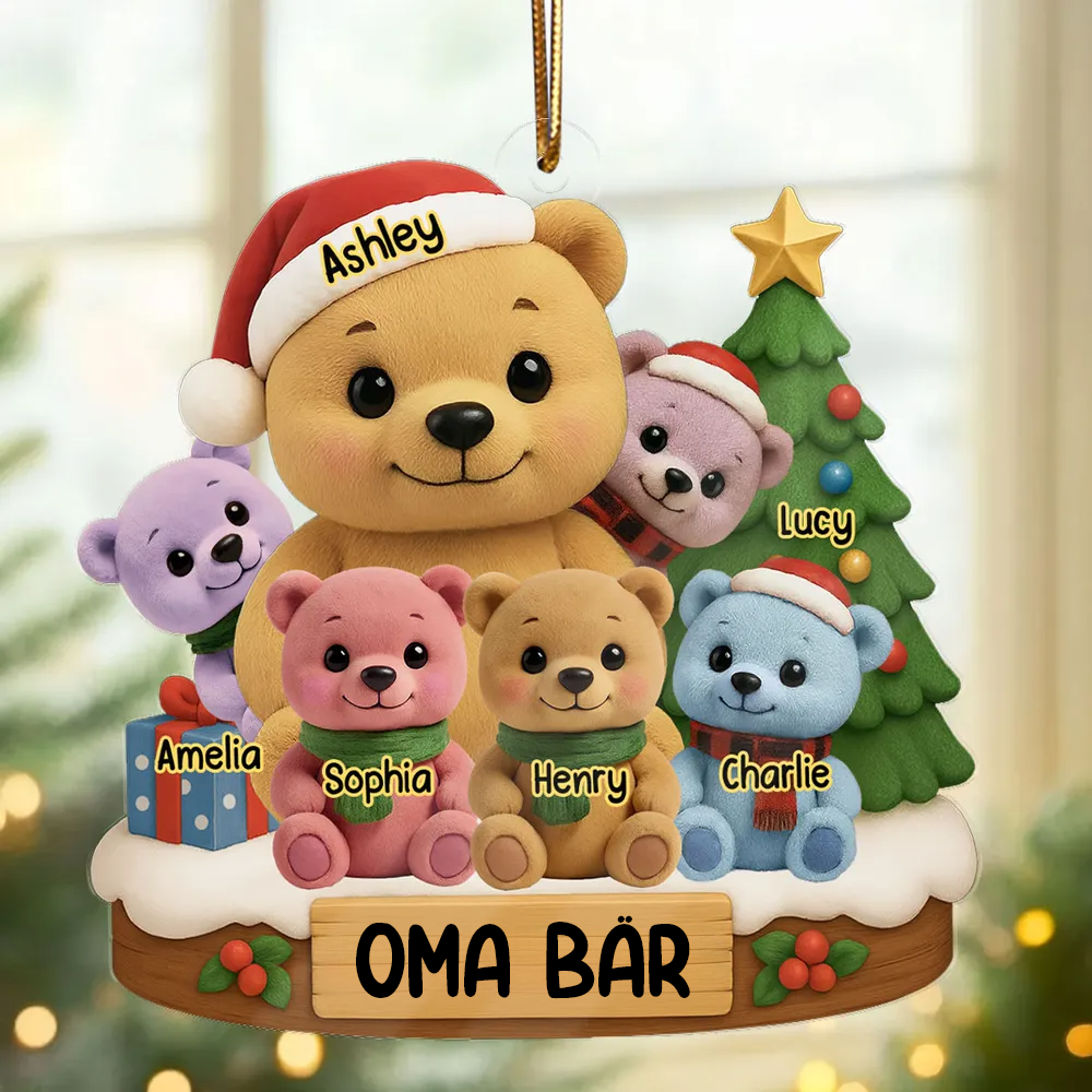 Personalisiertes Acryl-Ornament Christbaumschmuck mit Bärenmotiv Geschenk für Oma