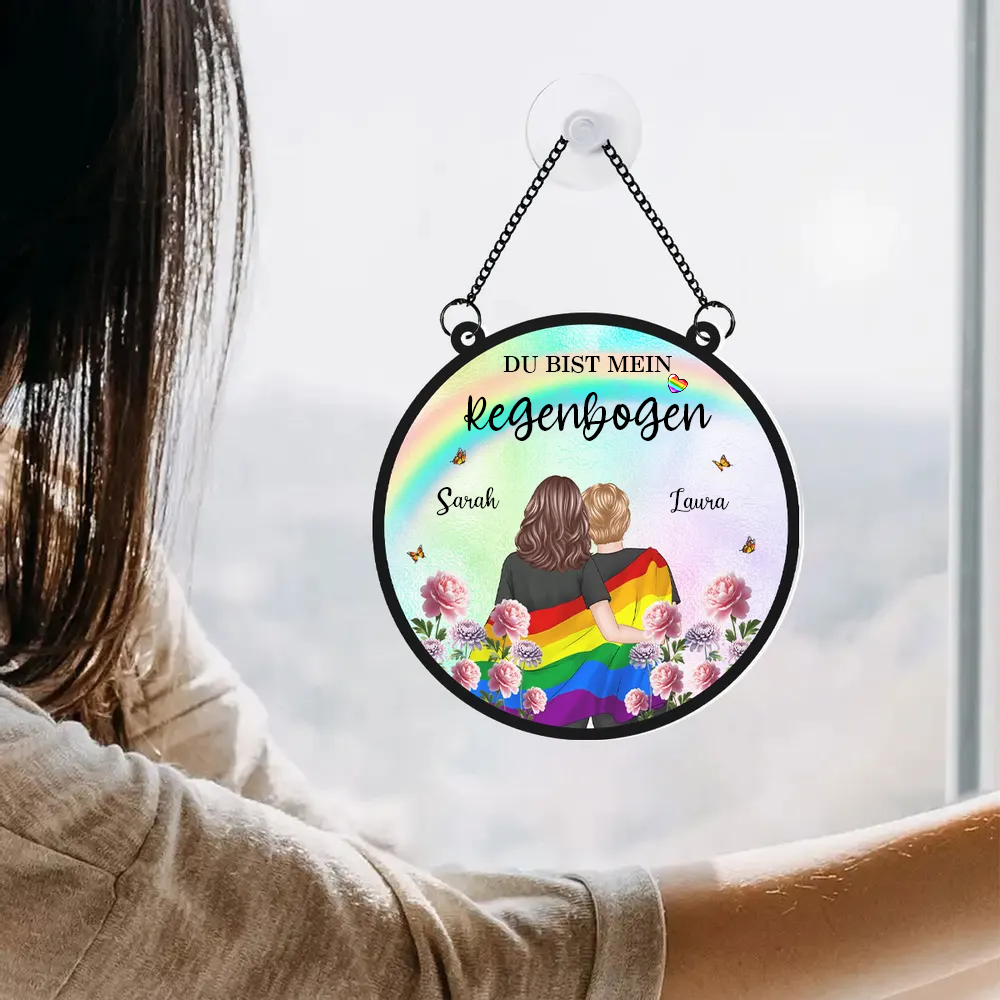 Regenbogen Paae-Personaliserter Sonnenfänger Geschenk für Paare LGBT