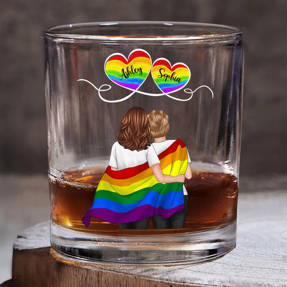 Regenbogen Paare -Whisky-Glas mit 2 Personen personalisiert LGBT Paare