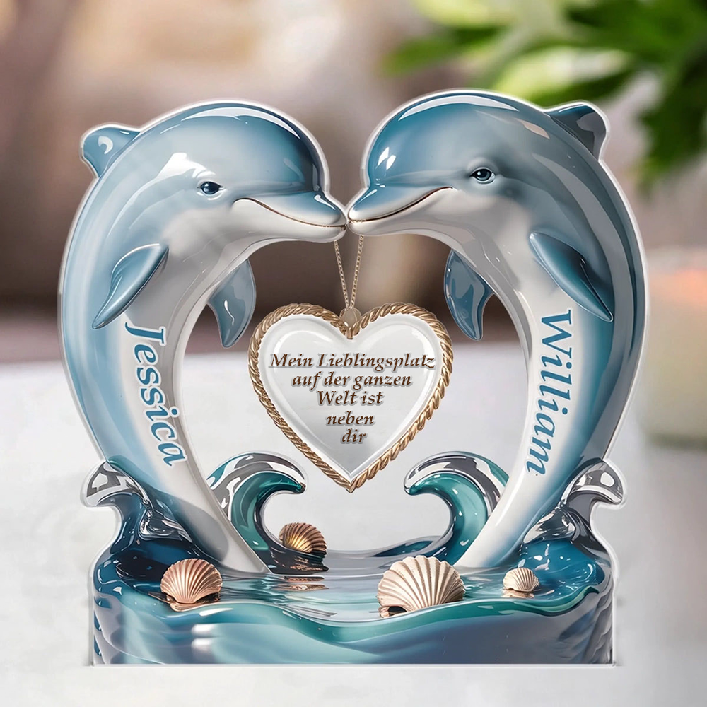 Delfine-Personalisierte Acrylplakette mit Herz Geschenk für Paar