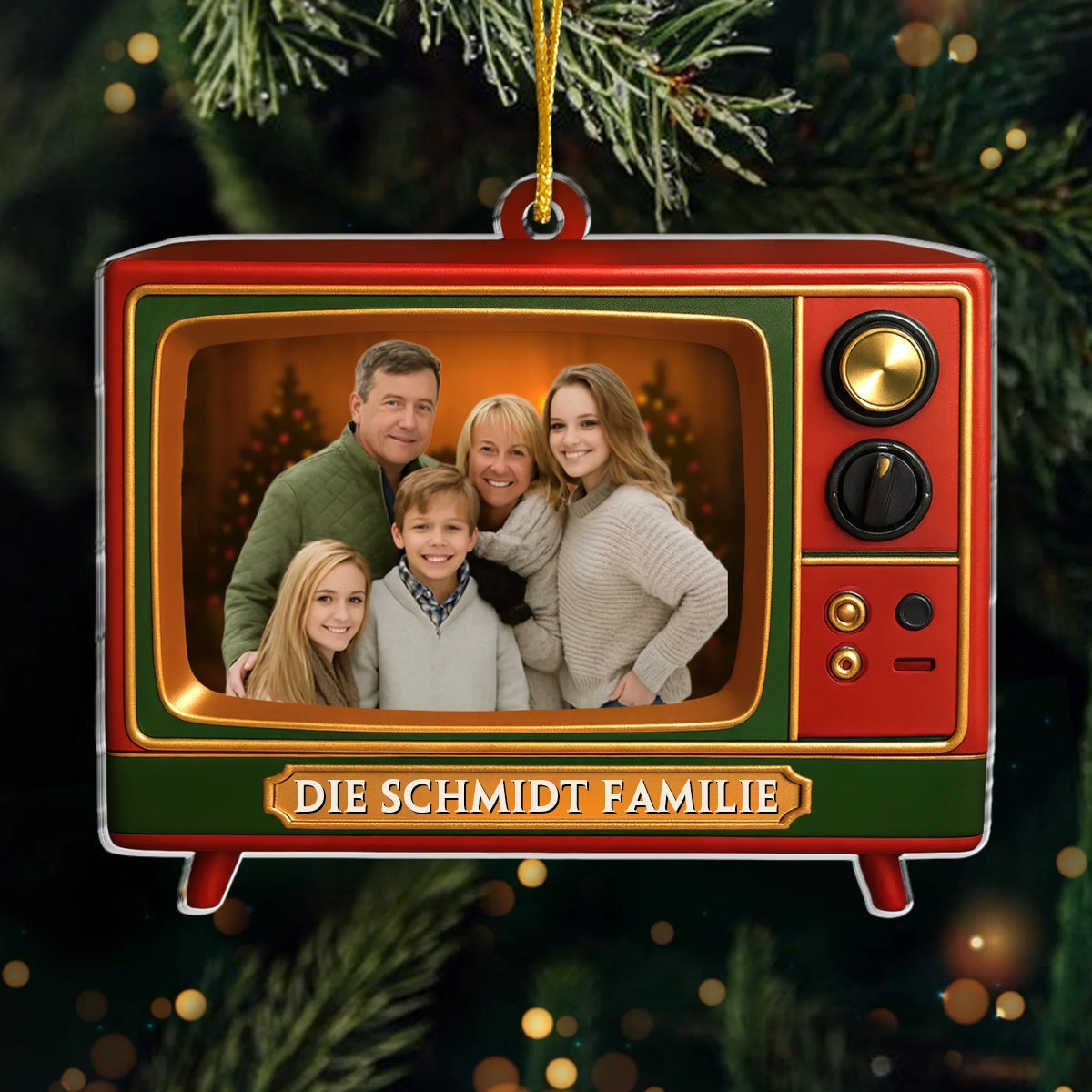 Acryl-Foto-Ornament Personalisierter Christbaumschmuck mit Fernseher