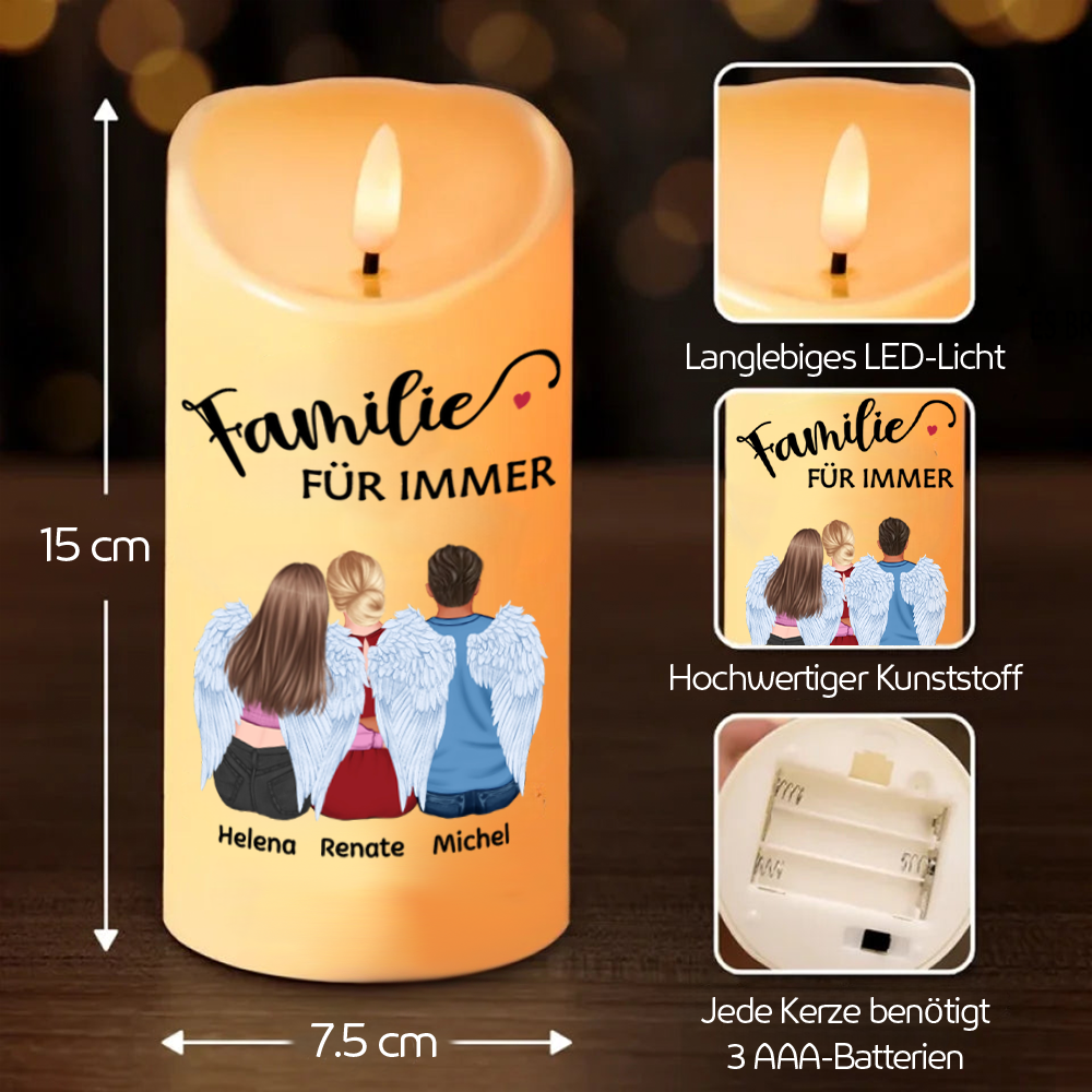Personalisierte LED-Kerze für Familie und Beste Freunden