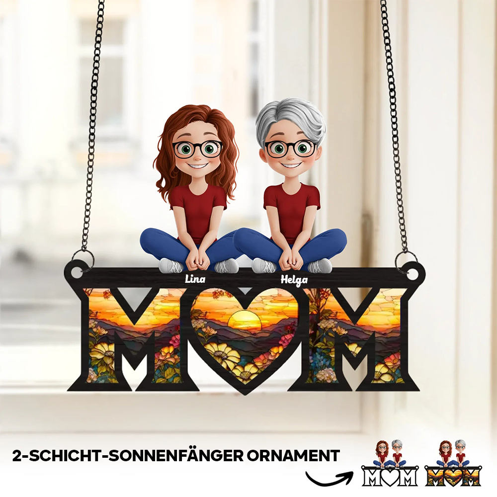 Personalisierter Sonnenfänger mit 1-4 Kinder für Mama und Oma