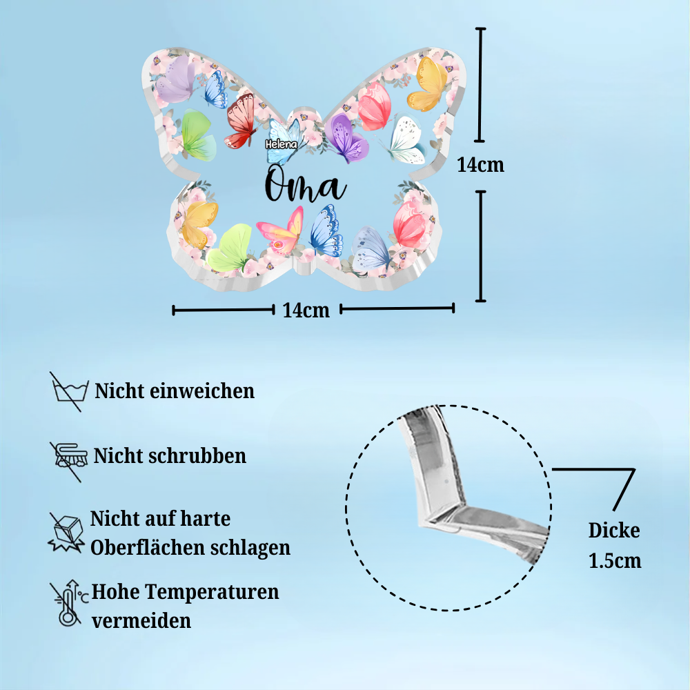 Schmetterlinge-Personalisierte Acryltafel Geschenk für Oma