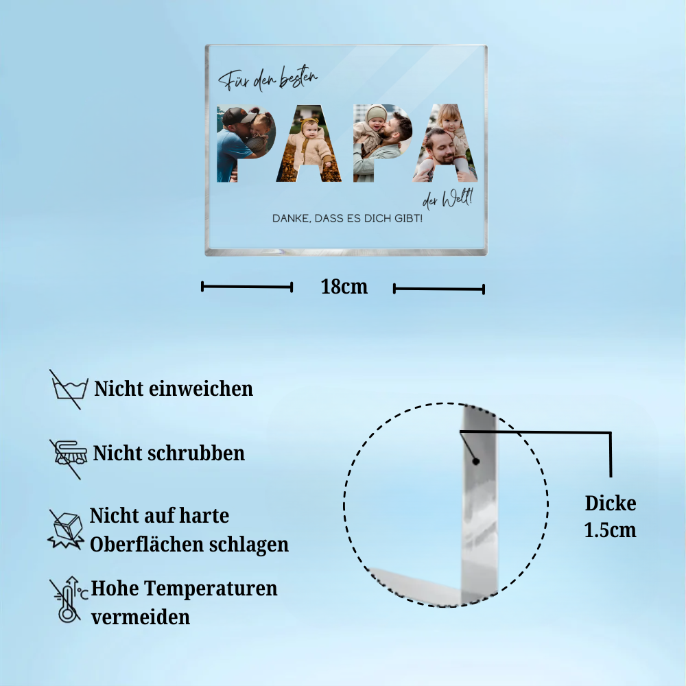Für den besten Papa der Welt-Acrylblock mit Fotos und Text Geschenk für Vater