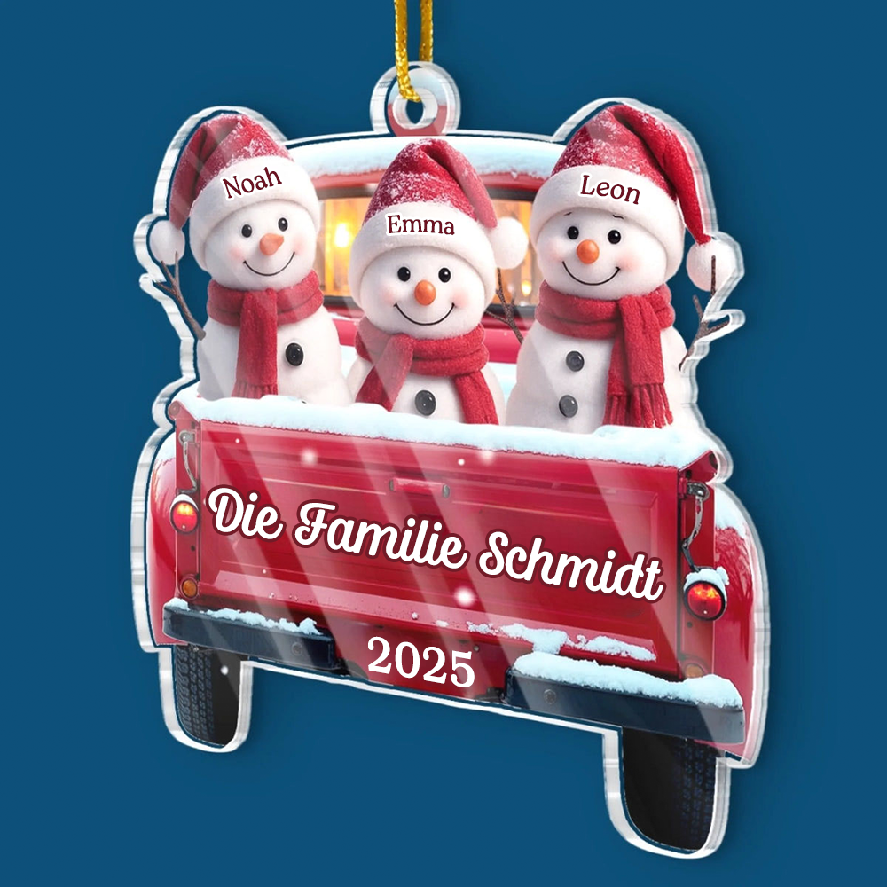 Acryl-Ornament Personalisierter Christbaumschmuck mit Schneemänner für Familie
