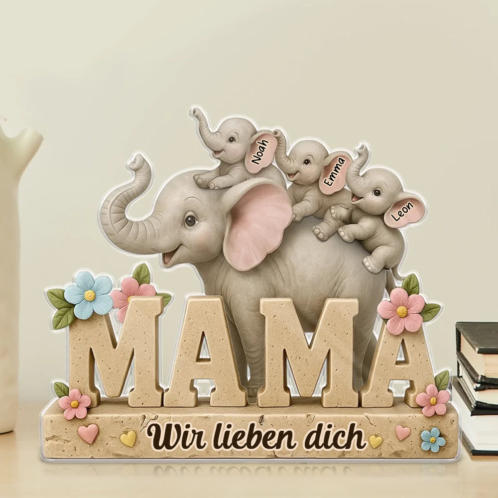 Elefanten Mama-Personalisierte Acryltafel für Mutter