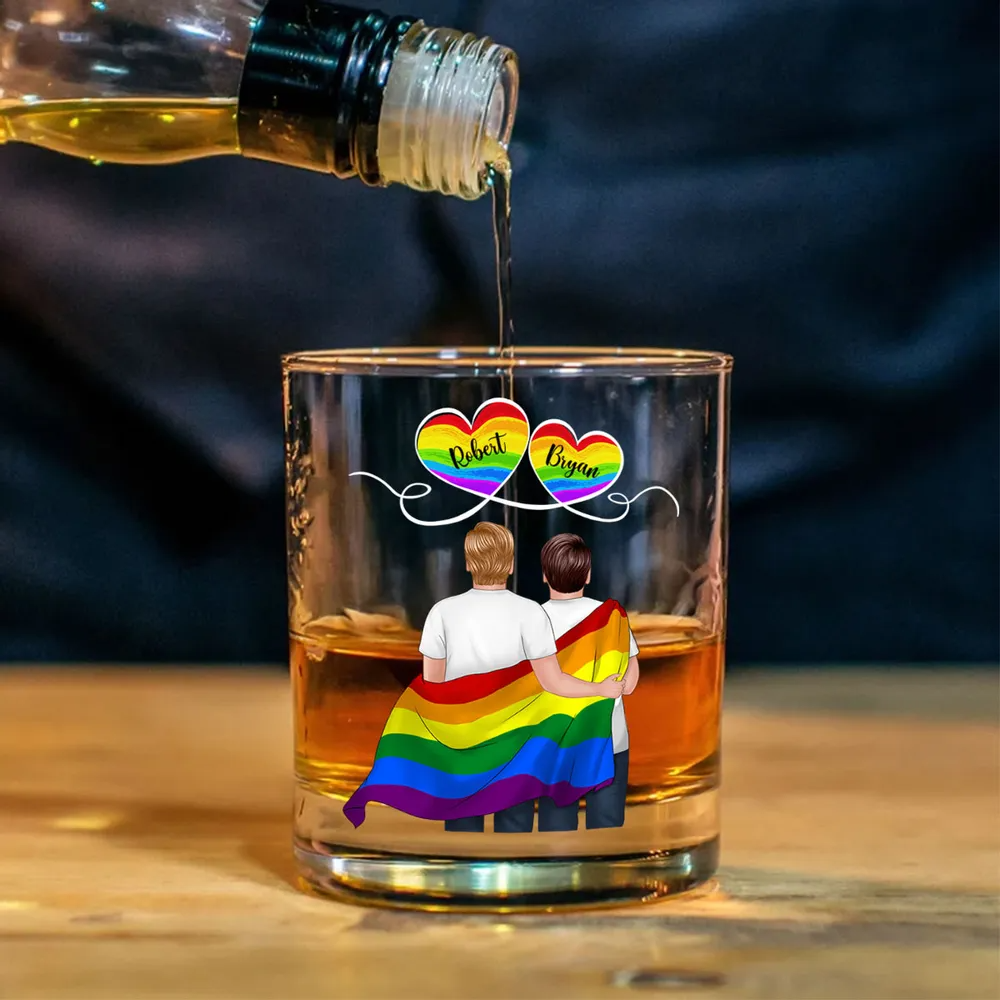 Regenbogen Paare -Whisky-Glas mit 2 Personen personalisiert LGBT Paare