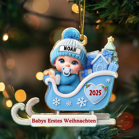 Babys Erstes Weihnachten - Personalisierter Christbaumschmuck mit Name und Jahr