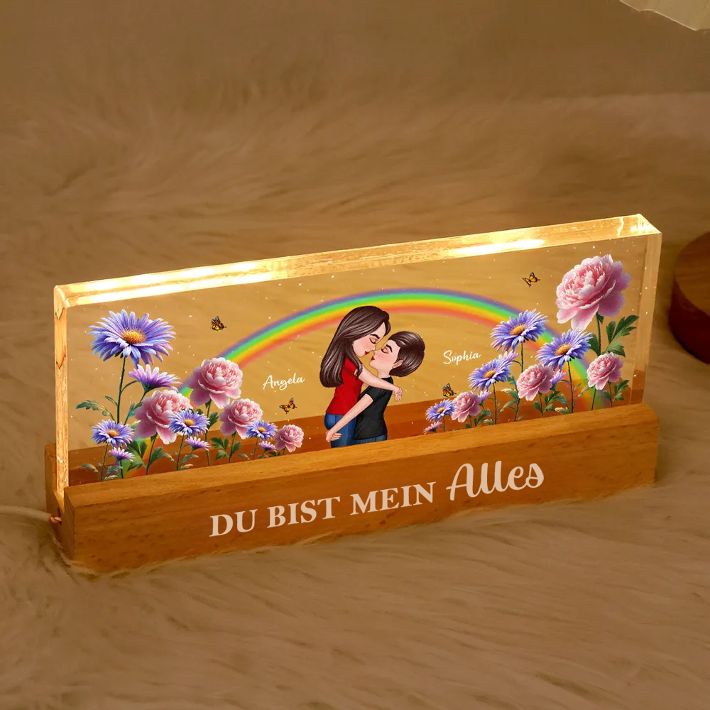 Regenbogen und Geburtsblumen-Personalisiertes LED Nachtlicht Geschenk für Paar LGBT