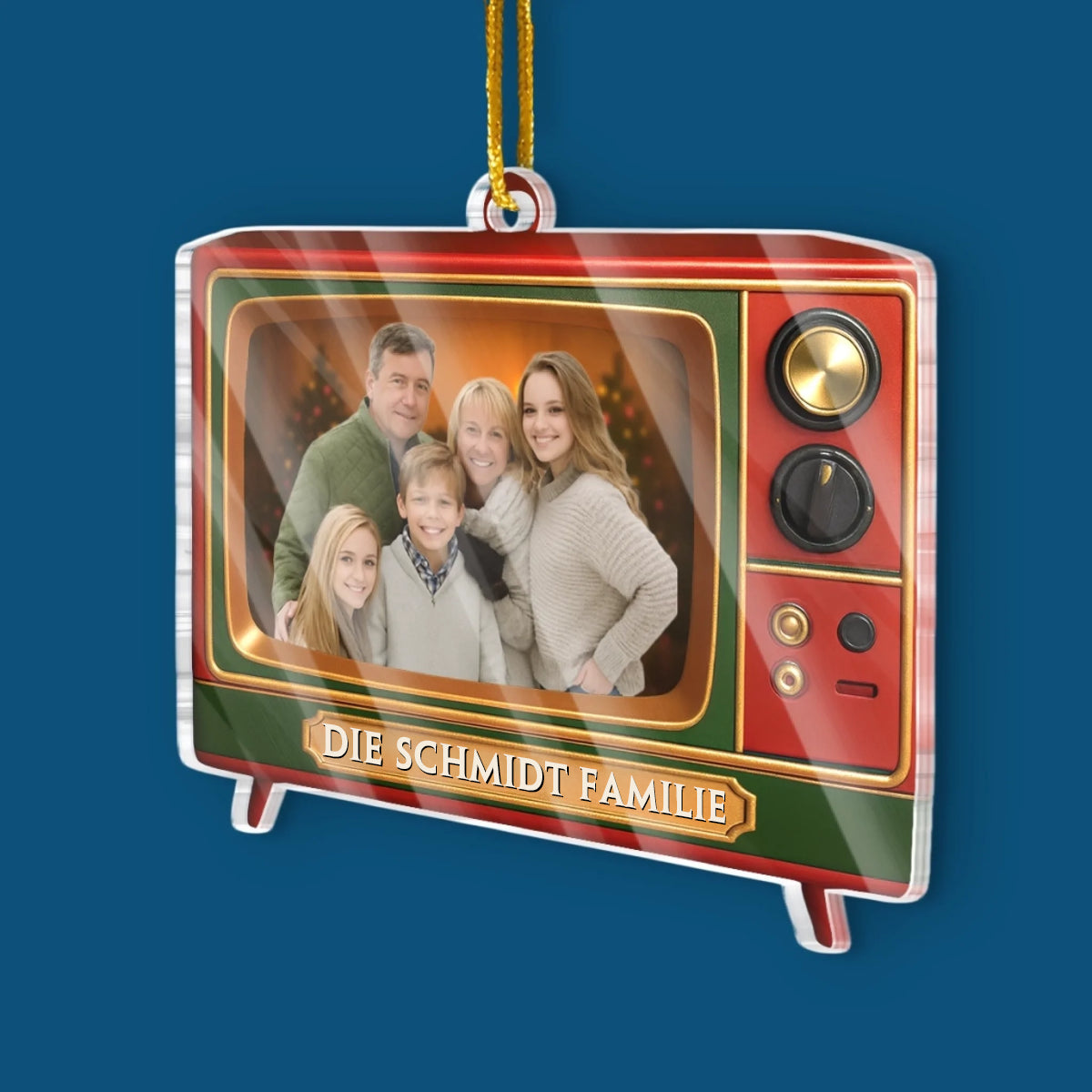 Acryl-Foto-Ornament Personalisierter Christbaumschmuck mit Fernseher