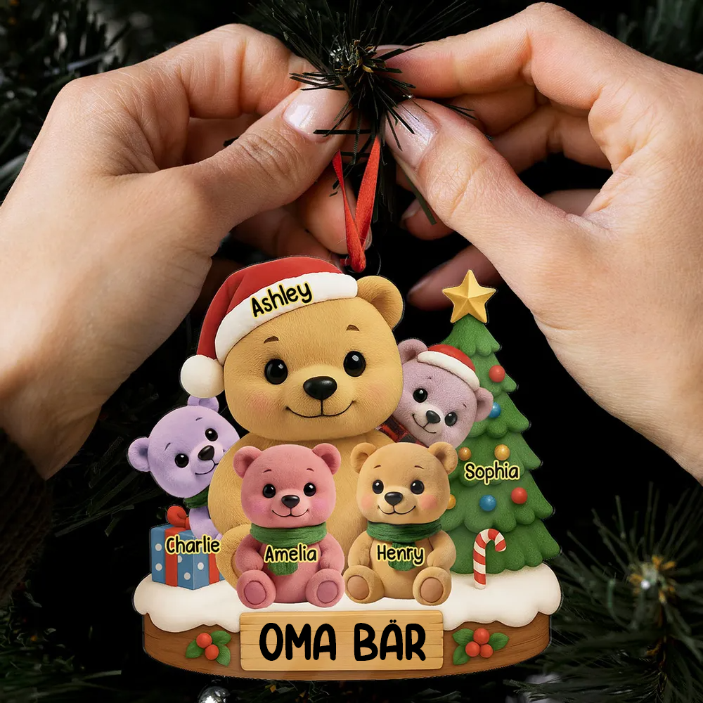 Personalisiertes Acryl-Ornament Christbaumschmuck mit Bärenmotiv Geschenk für Oma