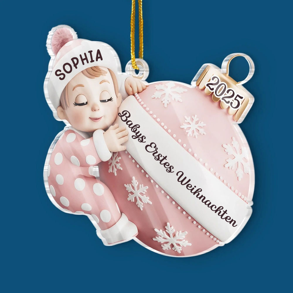"Babys Erstes Weihnachten" Acryl-Anhänger mit Name Personalisierter Weihnachtschmuck