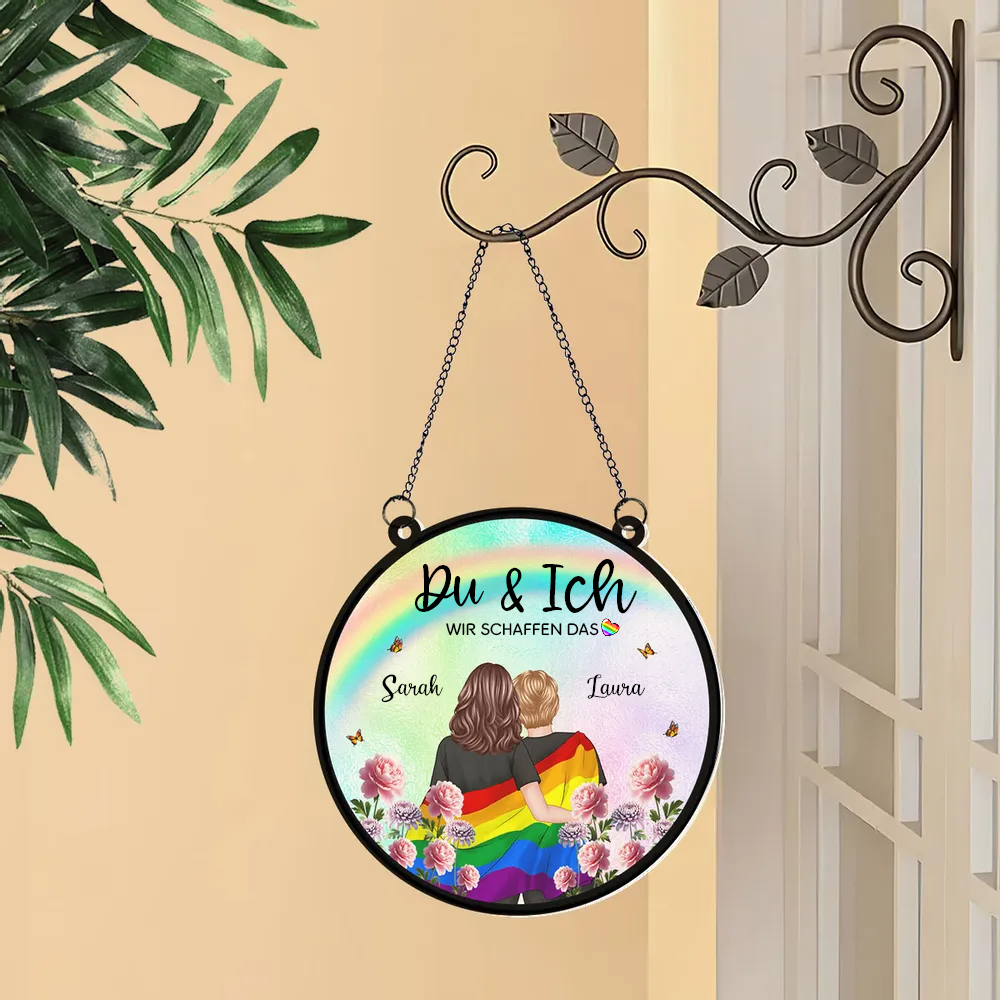 Regenbogen Paae-Personaliserter Sonnenfänger Geschenk für Paare LGBT