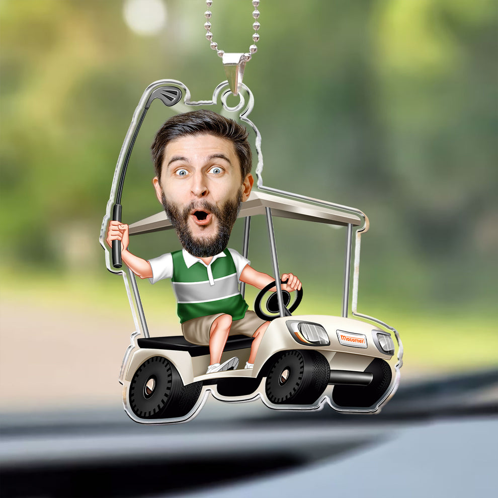 Golfen Personalisiertes Gesicht für Golfer, Papa, Opa - Personalisiertes Fotoanhänger