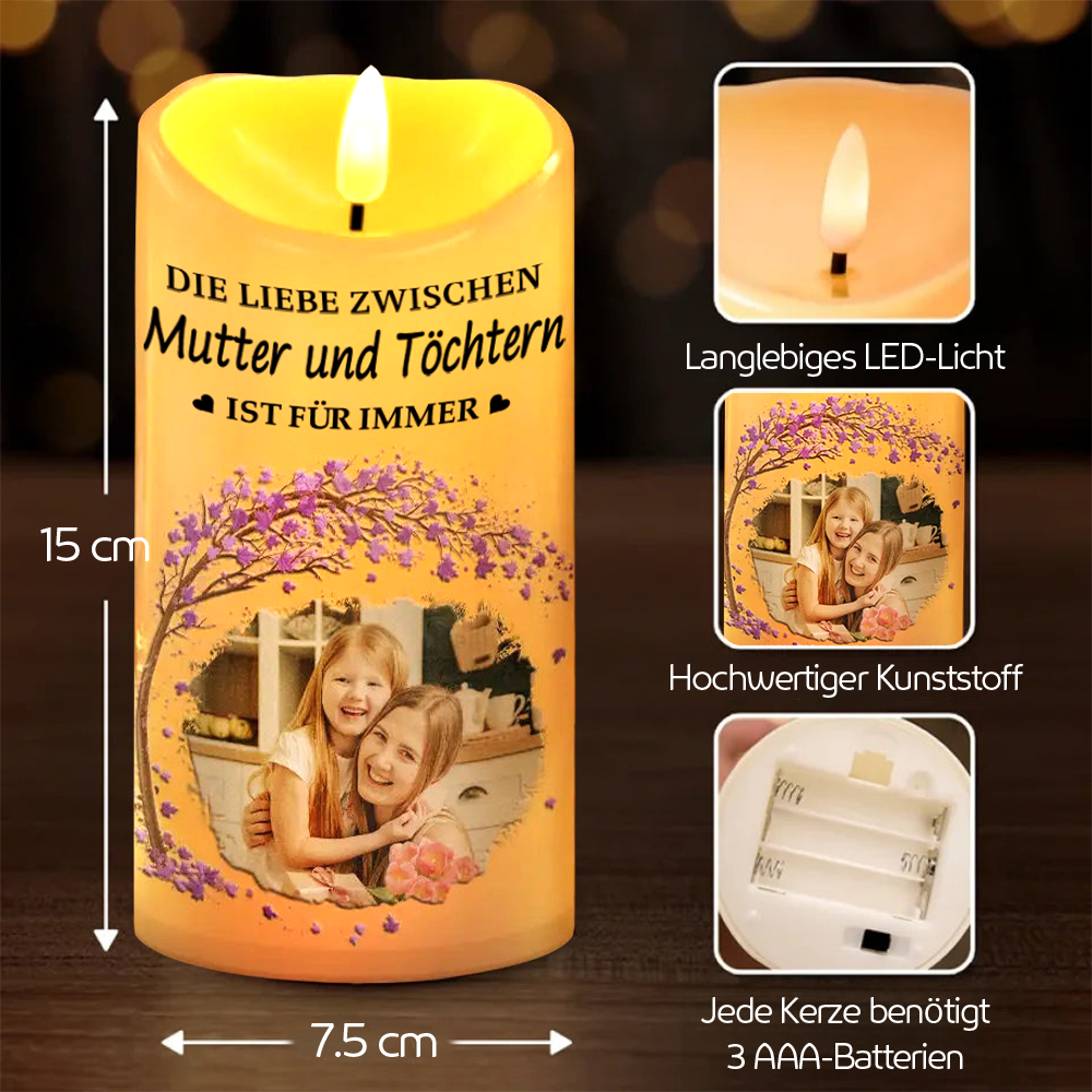 Die Liebe zwischen...ist für immer-Personalisierte LED-Kerze mit Foto