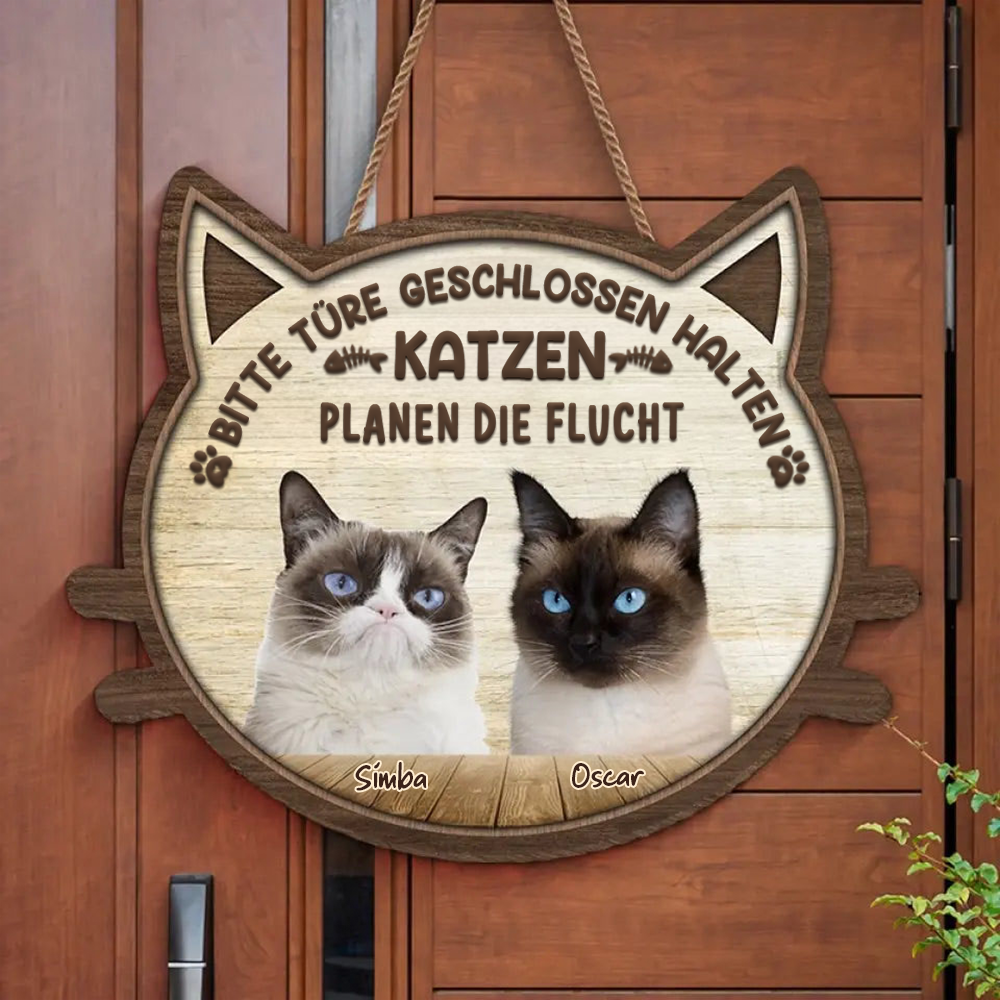 Personalisiertes Holzschild mit Katzenmotiv Foto-Holzschild