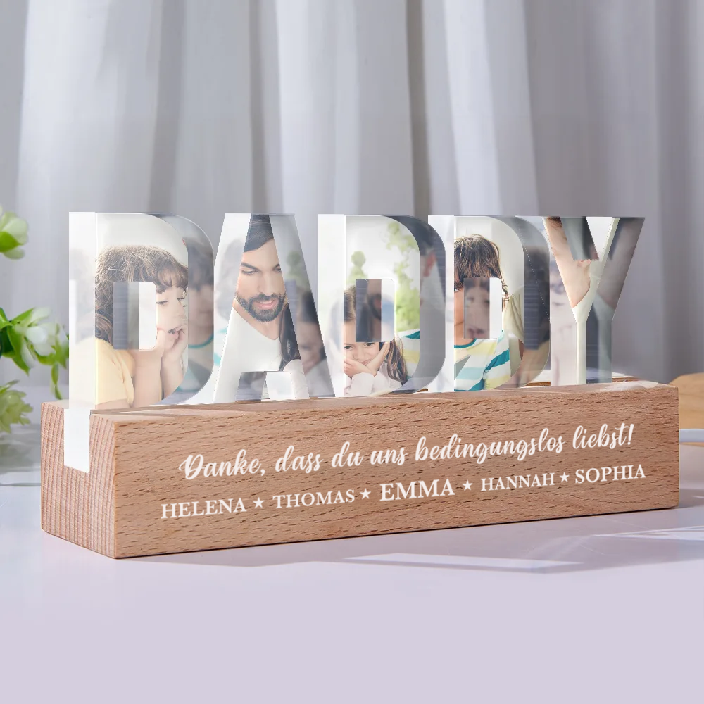 PAPA LED-Nachtlicht mit Fotos-Geschenk für Vater und Opa