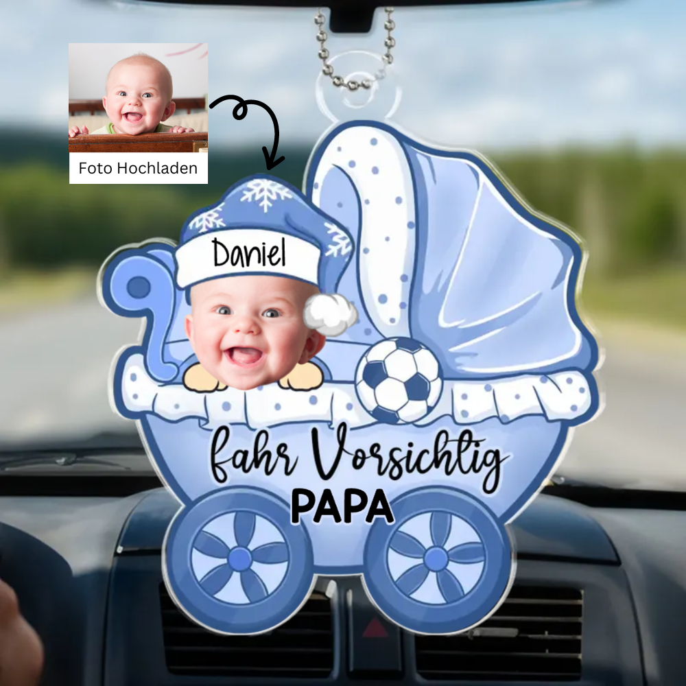 Benutzerdefinierte Foto Papa Mama ich mit Dir reisen - Familie personalisierte benutzerdefinierte Auto Ornament - Acryl benutzerdefinierte geformt - Geschenk für Familienmitglieder