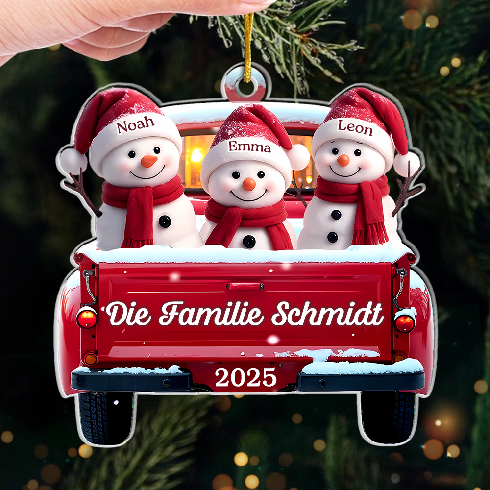Acryl-Ornament Personalisierter Christbaumschmuck mit Schneemänner für Familie