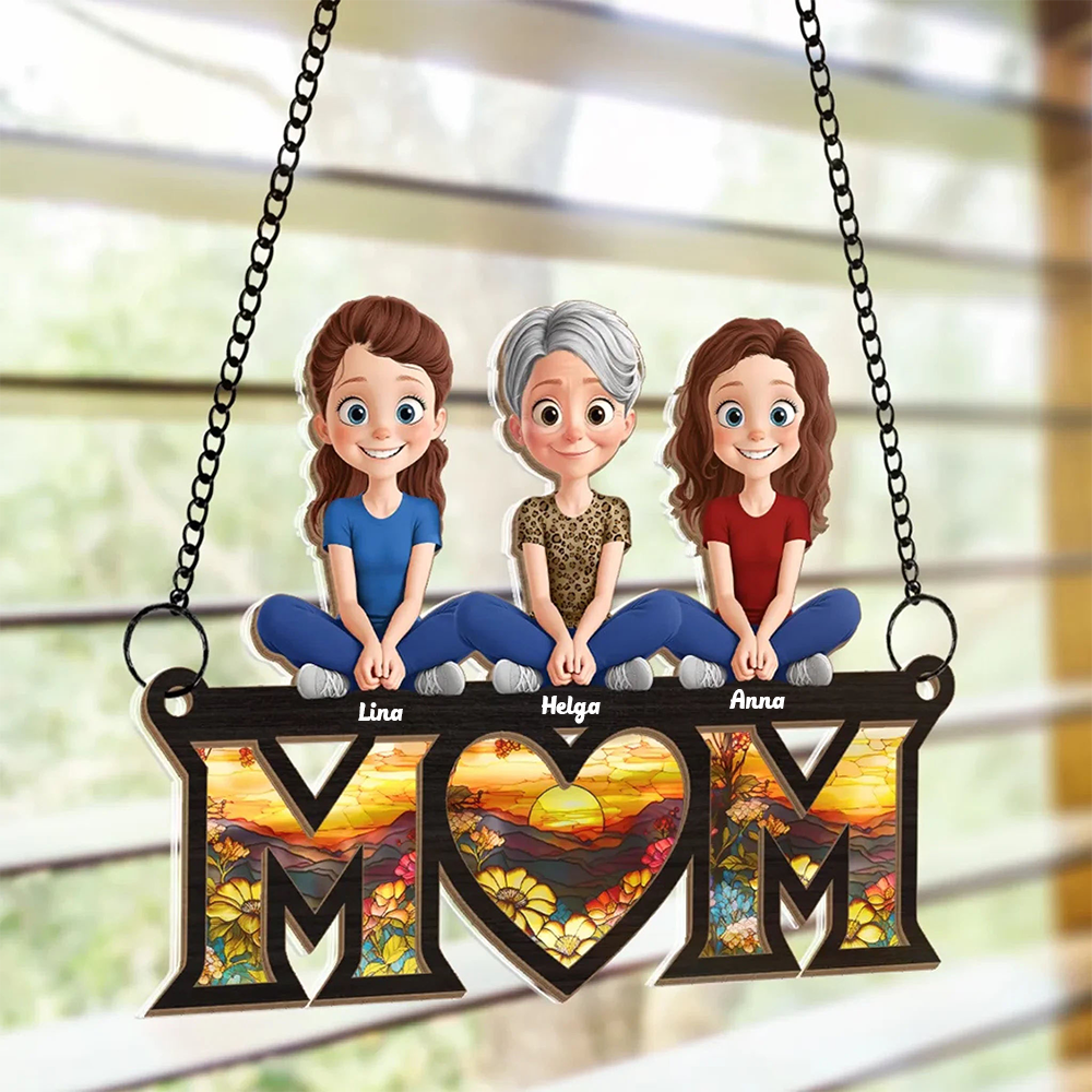 Personalisierter Sonnenfänger mit 1-4 Kinder für Mama und Oma
