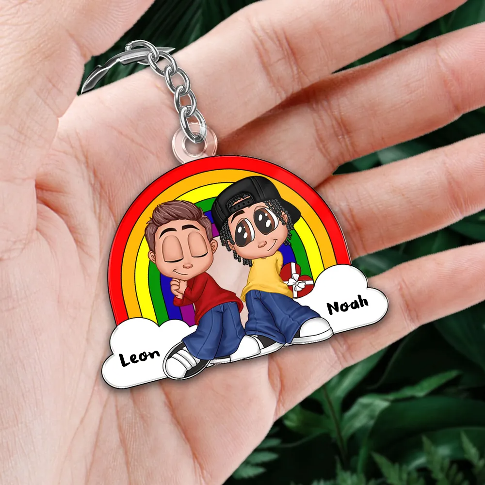 Regenbogen-Paar Personalisiertes Acryl-Schlüsselanhänger für Liebespaar LGBT