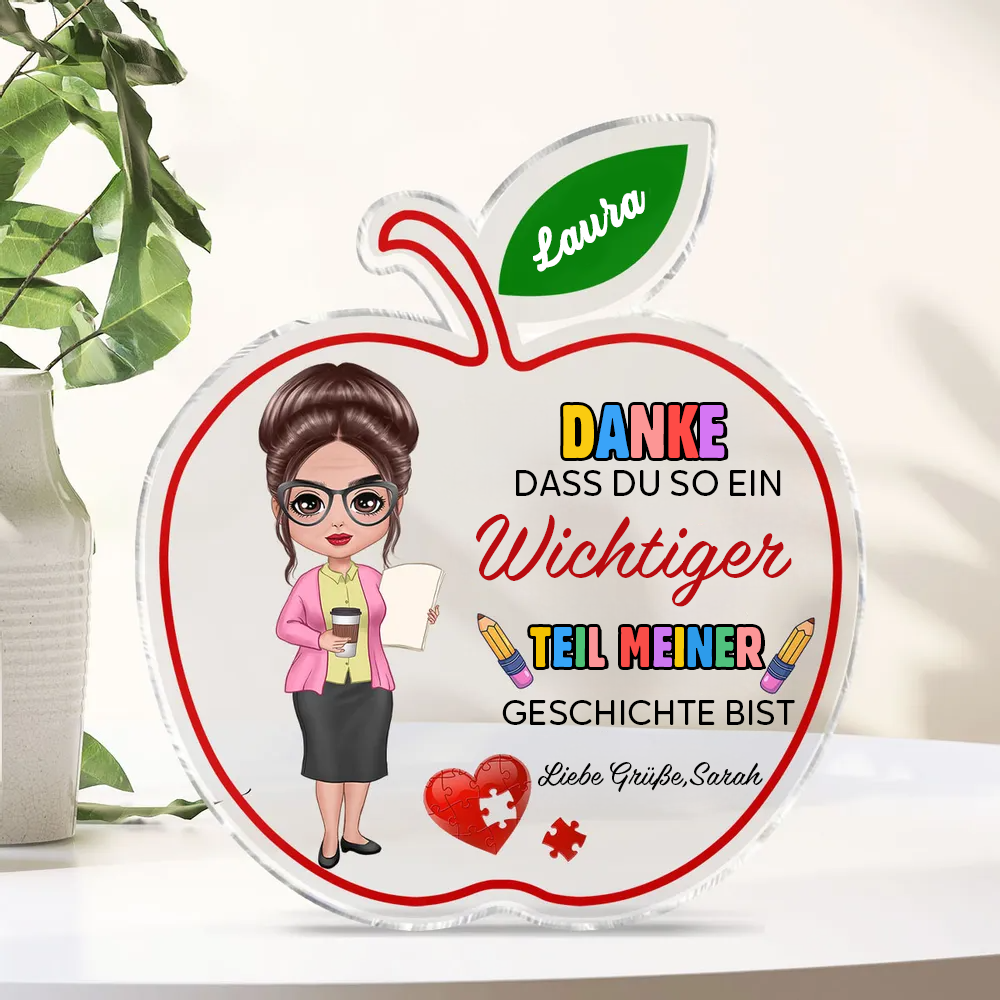 Acryltafel mit Apfelmotiv Geschenk für Lehrerin