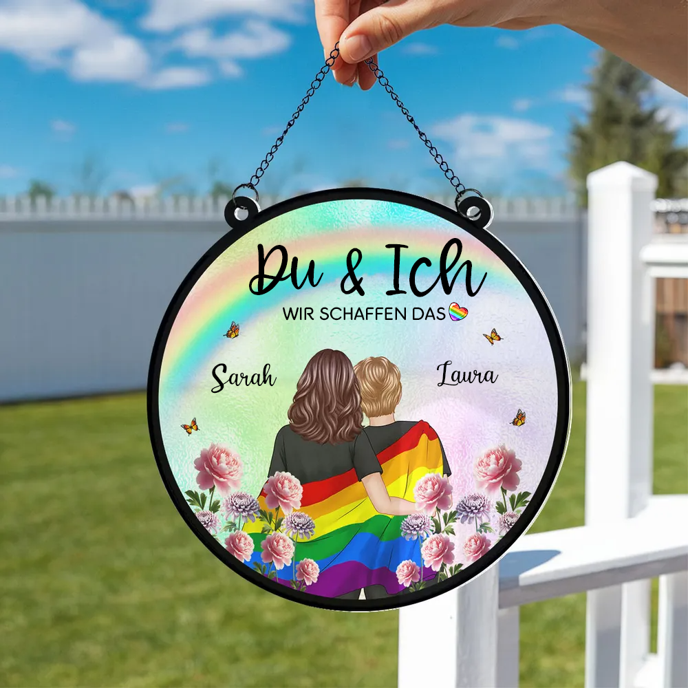 Regenbogen Paae-Personaliserter Sonnenfänger Geschenk für Paare LGBT