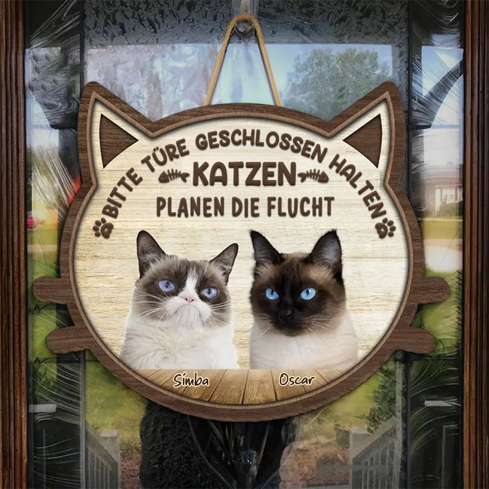 Personalisiertes Holzschild mit Katzenmotiv Foto-Holzschild