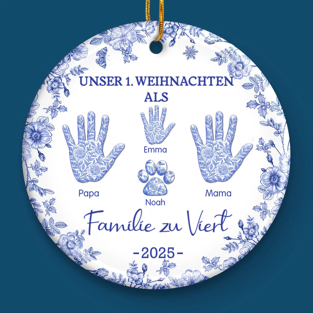 Unser 1. Weihnachten als Familie zu...Handabdruck-Ornament Christbaumschmuck mit Namen