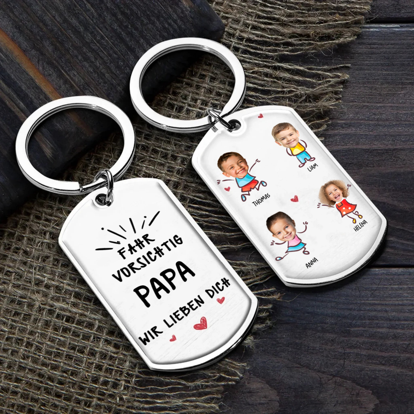 Fahr Vorsichtig...Acryl-Schlüsselanhänger mit Fotos Geschenk für Papa und Mama