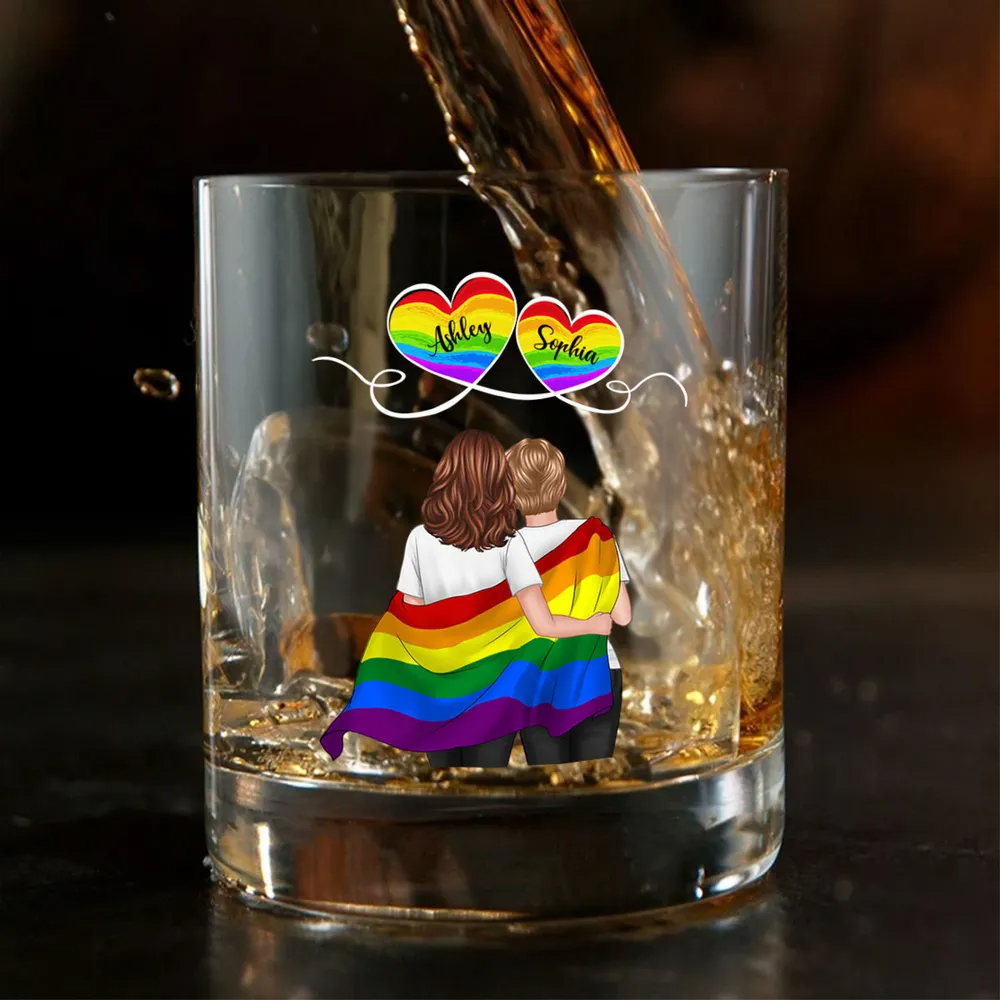 Regenbogen Paare -Whisky-Glas mit 2 Personen personalisiert LGBT Paare
