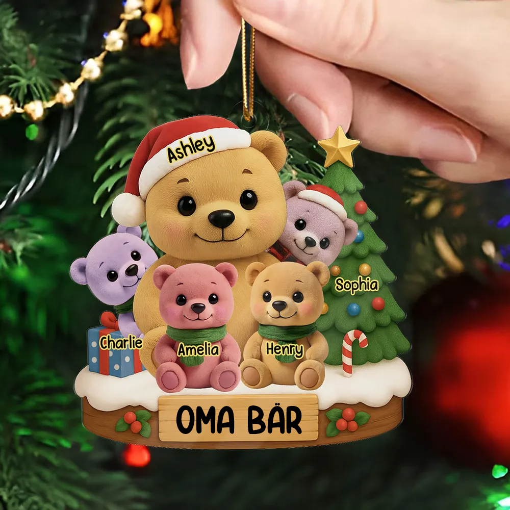 Personalisiertes Acryl-Ornament Christbaumschmuck mit Bärenmotiv Geschenk für Oma