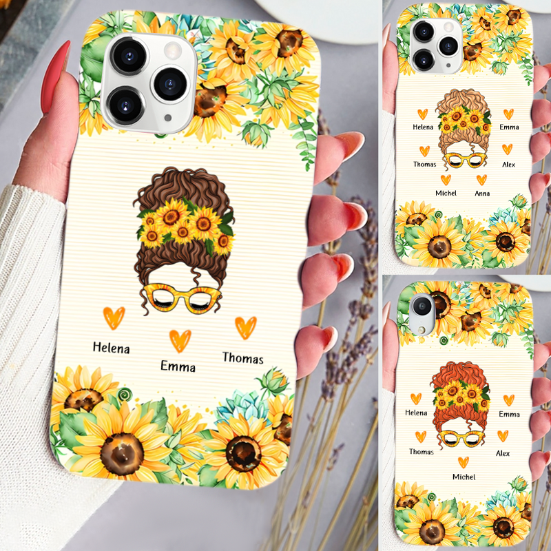 Sonnenblumenfrau-Personalisierte Handyhülle für iPhone und Samsung