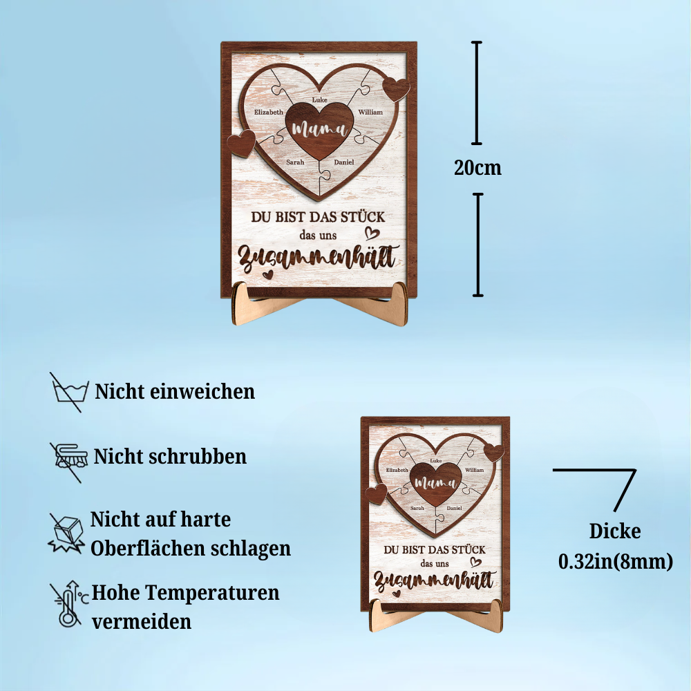 Personalisierte Puzzle-Holztafel für Mama, Papa, Oma und Opa