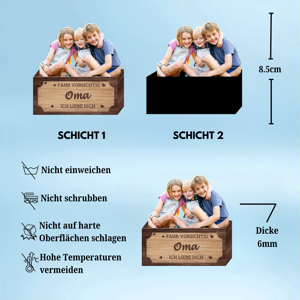 Fahr Vorsichtig Sonnenblendenclip mit Foto für Familie