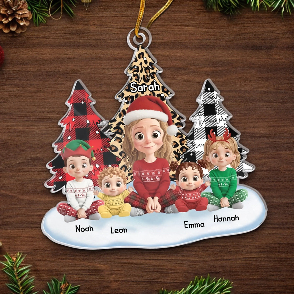Mama/Oma mit Kinder - Personalisierter Acrylanhänger Christbaumschmuk