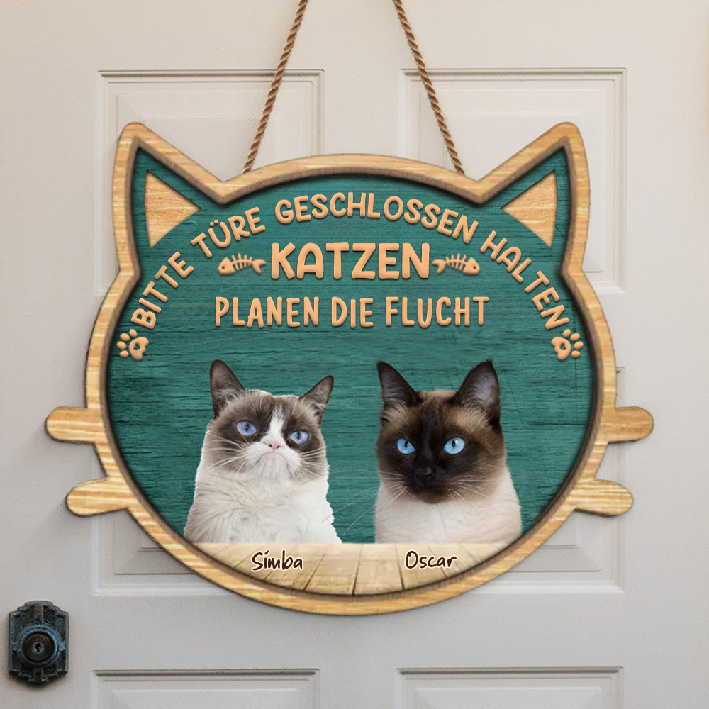 Personalisiertes Holzschild mit Katzenmotiv Foto-Holzschild