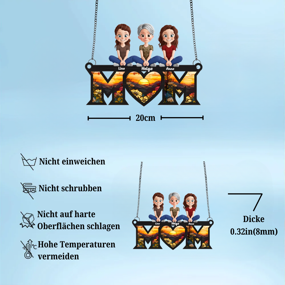 Personalisierter Sonnenfänger mit 1-4 Kinder für Mama und Oma