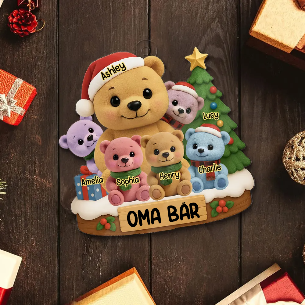Personalisiertes Acryl-Ornament Christbaumschmuck mit Bärenmotiv Geschenk für Oma
