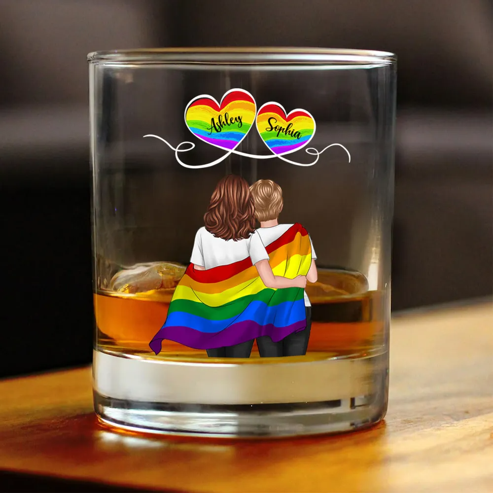 Regenbogen Paare -Whisky-Glas mit 2 Personen personalisiert LGBT Paare